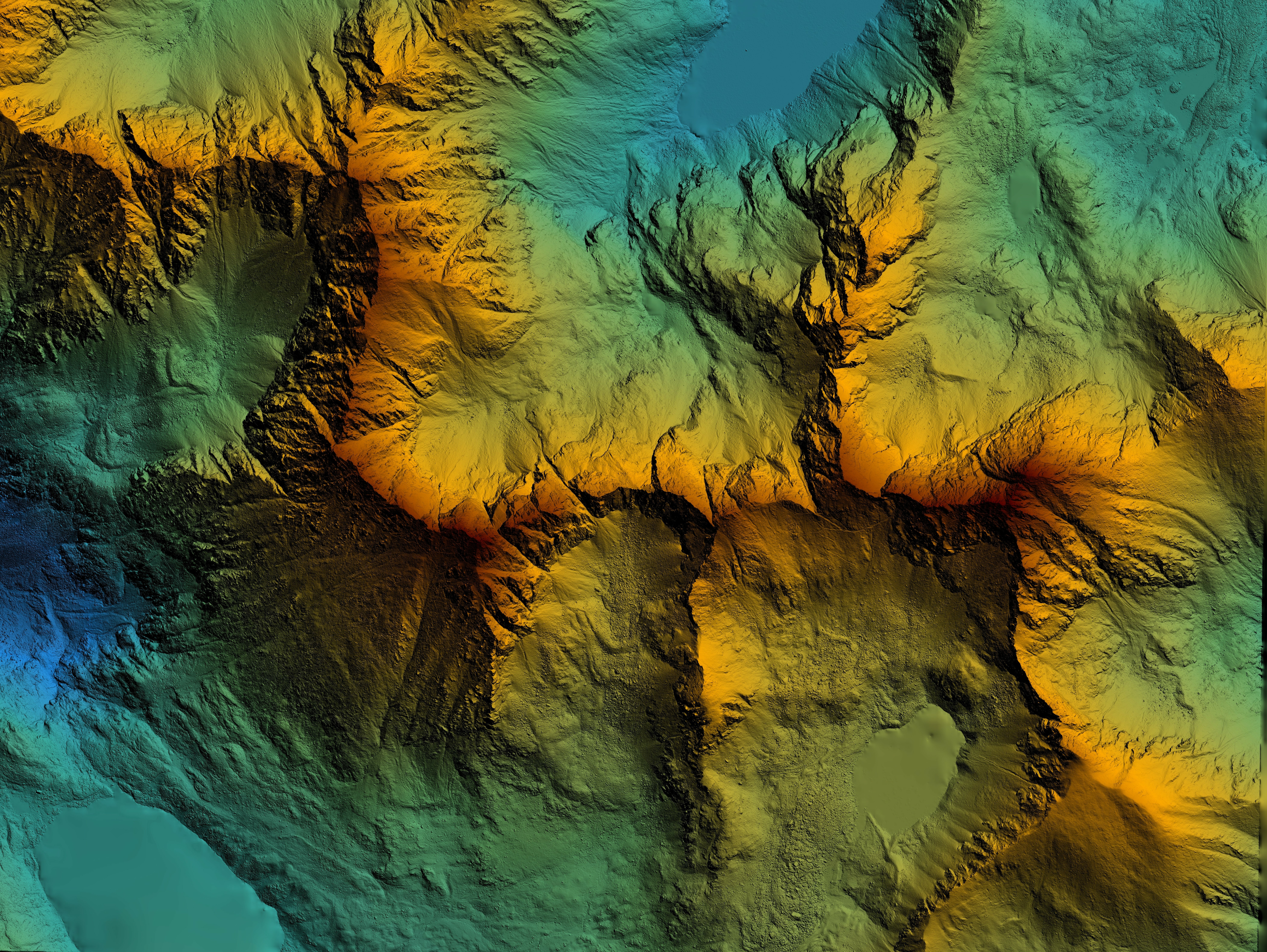 A digital map showing geospatial data overlaid with different environments.