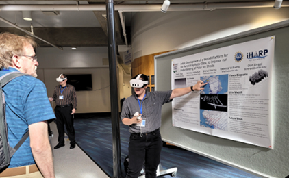 Researcher presenting at poster session